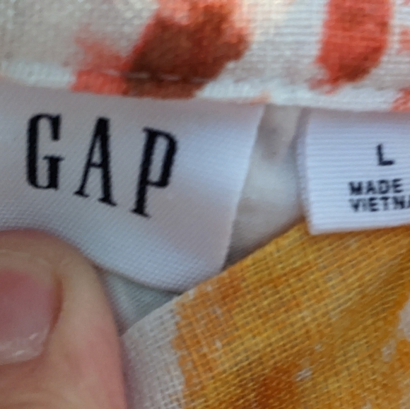 𝅺gap Floral Linen/Cotton Blend Spring Summer Dress Large Tropical Print Dress - Picture 6 of 12